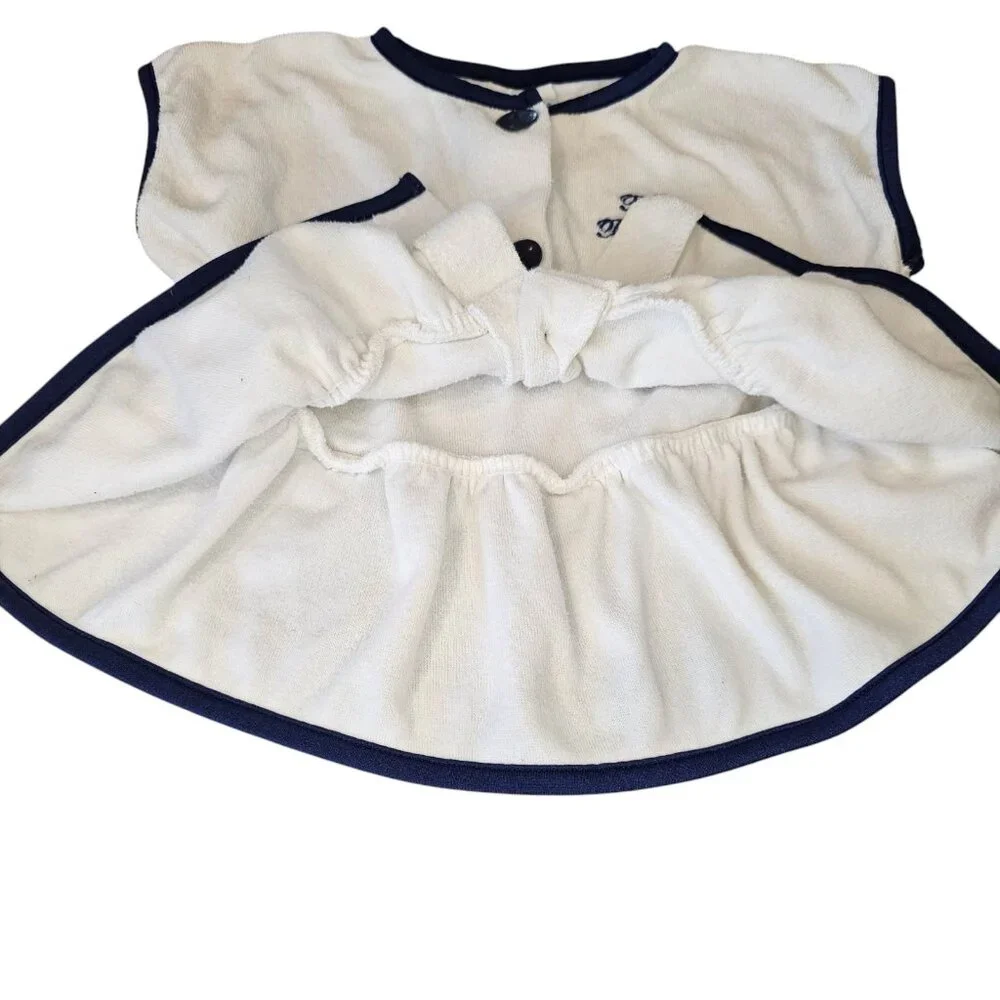 Vintage Baby B'gosh Oshkosh Baby Girls Sz 12 Month Swim Coverup Terrycloth White